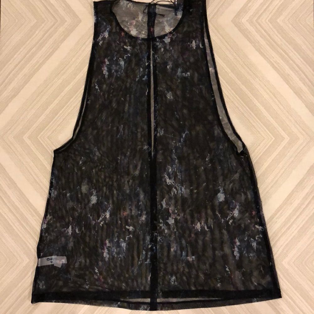 Wear it to Heart Mesh Keyhole Black Tank Top